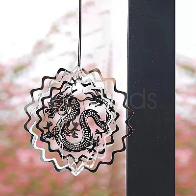 Metal 3D Rotating Dragon Wind Spinners PW-WG75050-01-1