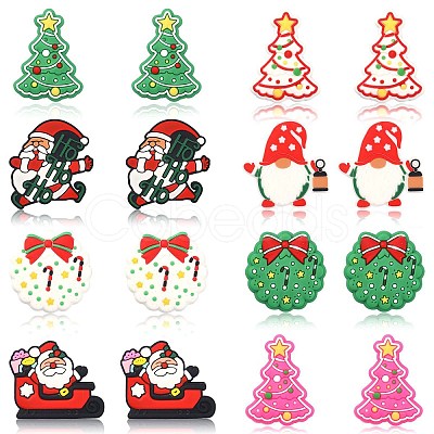 16Pcs 8 Style Christmas Silicone Beads SIL-SZ0001-08-1