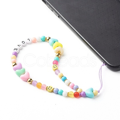 Acrylic Beads and Opaque Polystyrene Plastic Beads Mobile Straps HJEW-JM00556-1