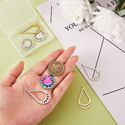 12Pcs 6 Style 201 Stainless Steel Pendants STAS-SZ0002-37-1