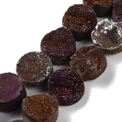 Electroplated Natural Druzy Agate Beads Strands G-M433-01E-1