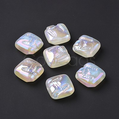 Rainbow Iridescent Plating Acrylic Beads OACR-A010-06F-1