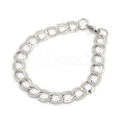 Tarnish Resistant Fashionable 304 Stainless Steel Cuban Link Chain Bracelets STAS-A028-B058P-1