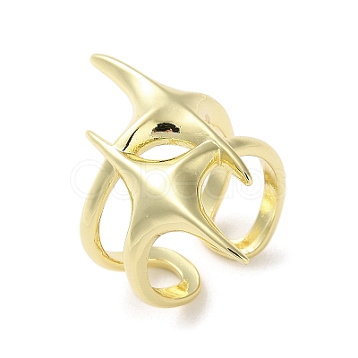 Brass Star Open Cuff Ring for Women RJEW-A042-01A-1