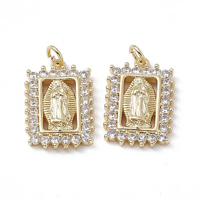 Brass Clear Cubic Zirconia Pendants KK-E068-VA049-2-1