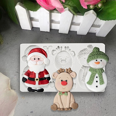 DIY Christmas Snowman & Santa Claus & Deer Fondant Food Grade Statue Silicone Molds XMAS-PW0001-024-1