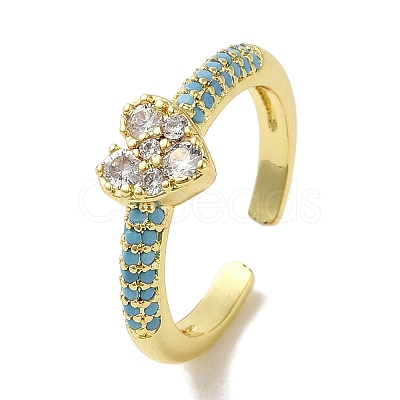 Rack Plating Brass Micro Pave Cubic Zirconia Cuff Rings RJEW-H228-04G-03-1