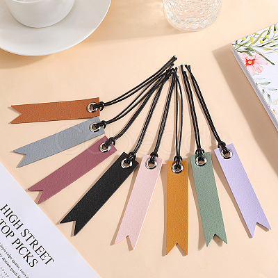 CRASPIRE 16Pcs 8 Colors Leather Bookmarks AJEW-CP0007-55-1