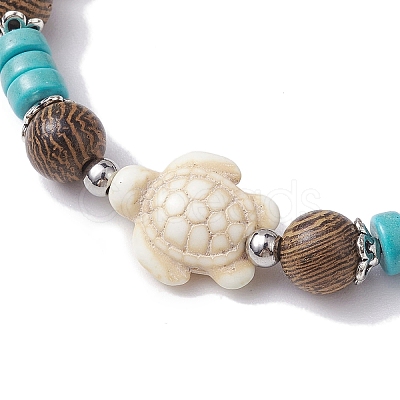 Beach Tortoise Synthetic Turquoise Bracelets BJEW-JB10303-01-1