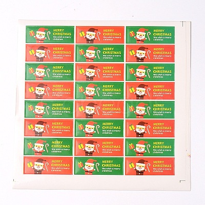 Rectangle with Santa Claus Pattern DIY Label Paster Picture Stickers for Christmas AJEW-L053-08-1