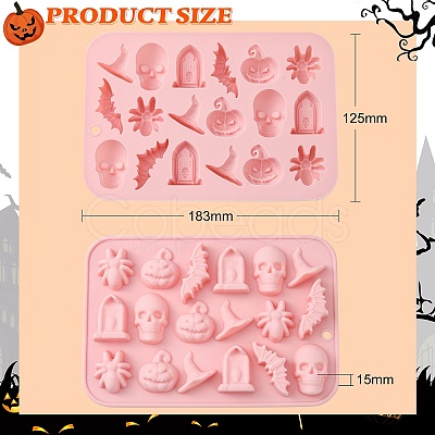 Halloween Theme DIY Skull & Witch Hat & Spider & Bat & Window Food Grade Silicone Molds SIL-CJC0001-05-1