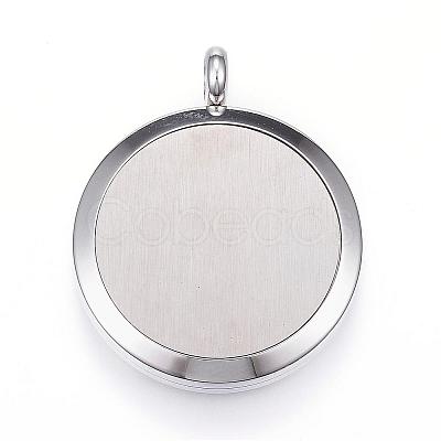 304 Stainless Steel Diffuser Locket Pendants STAS-D157-03-1