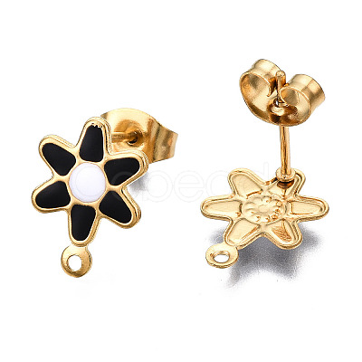 304 Stainless Steel Enamel Stud Earring Findings STAS-T052-43G-02-1