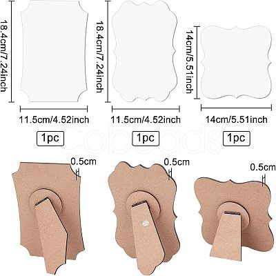 BENECREAT 3 Sets 3 Styles MDF Board Heat Transfer Blanks Photo Frame DIY-BC0002-82-1