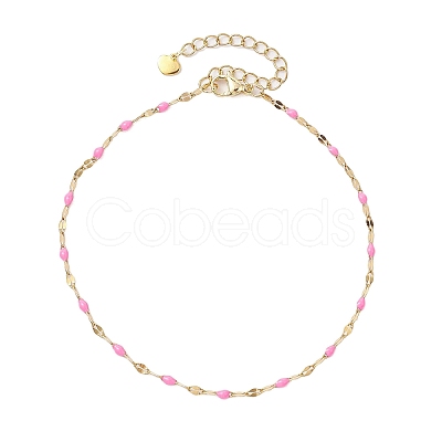 304 Stainless Steel Enamel Link Chain Anklets AJEW-AN00630-1