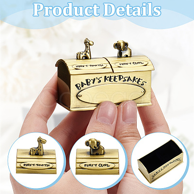 Tibetan Style Alloy My First Curl and My First Tooth Book Keepsake Box ODIS-WH0043-74A-1