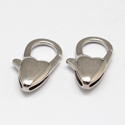 Tarnish Resistant Heart 304 Stainless Steel Lobster Claw Clasps STAS-D069-03-1