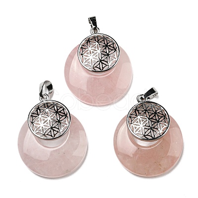 Natural Rose Quartz Pendants KK-F751-M-A14-1