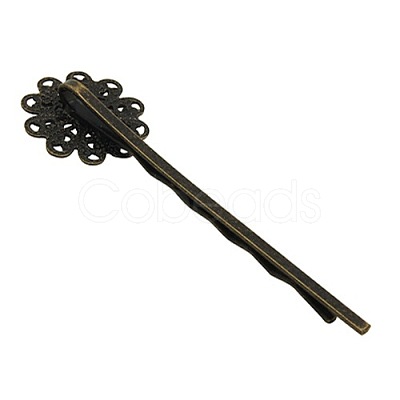 Brass Hair Bobby Pin Findings X-HJEW-H010-AB-1