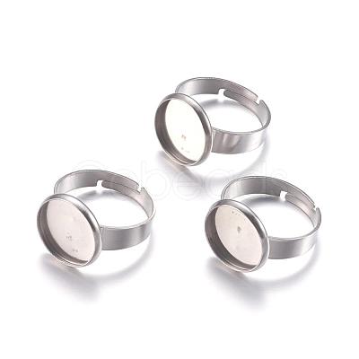 Tarnish Resistant 304 Stainless Steel Pad Ring Settings STAS-G173-19P-14mm-1