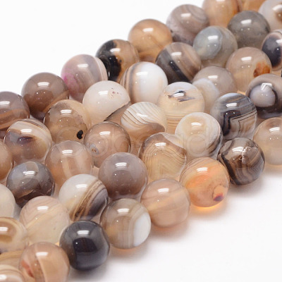 Natural Striped Agate/Banded Agate Bead Strands X-G-K155-A-10mm-13-1