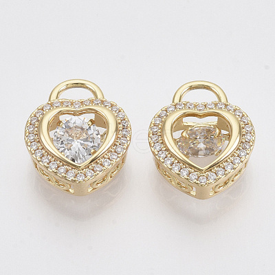 Brass Micro Pave Clear Cubic Zirconia Charms ZIRC-T011-14G-NF-1