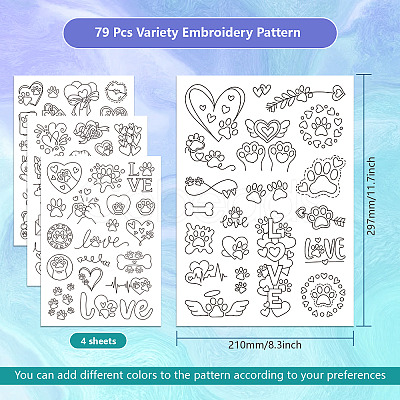 4 Sheets 11.6x8.2 Inch Stick and Stitch Embroidery Patterns DIY-WH0455-065-1