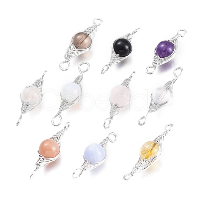 Natural & Synthetic Mixed Gemstone Links Connectors G-K305-A-P-1