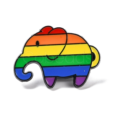 Rainbow Pride Elephant Enamel Pin JEWB-F016-28EB-1