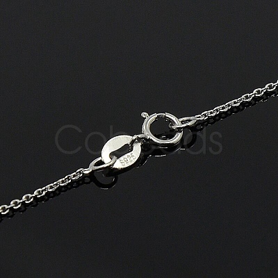 Anti-Tarnish Trendy Unisex Rhodium Plated Sterling Silver Cable Chains Necklaces X-STER-M034-B-07-1