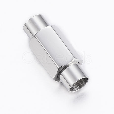 Smooth 304 Stainless Steel Magnetic Clasps with Glue-in Ends STAS-H402-63P-5mm-1