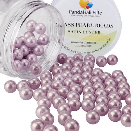 10mm About 100Pcs Glass Pearl Beads Thistle Tiny Satin Luster Loose Round Beads in One Box for Jewelry Making HY-PH0001-10mm-046-1