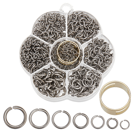 ARRICRAFT 1255Pcs 7 Style 304 Stainless Steel Open Jump Rings DIY-AR0003-69-1