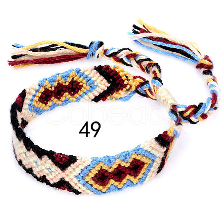 Cotton Braided Rhombus Pattern Cord Bracelet FIND-PW0013-003A-49-1