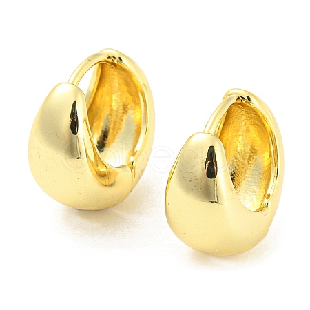 Brass Plain Dome Thick Hoop Earrings for Women EJEW-A026-02G-1