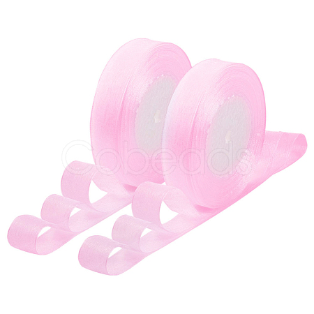 Breast Cancer Pink Awareness Ribbon Making Materials Sheer Organza Ribbon RS20mmY043-1