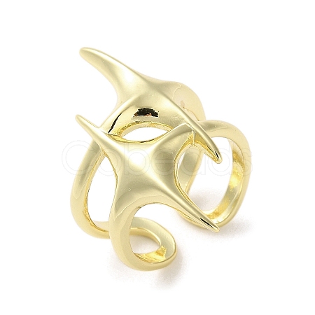 Brass Star Open Cuff Ring for Women RJEW-A042-01A-1