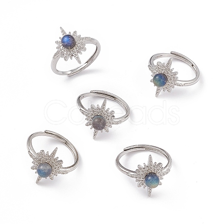 Sun Natural Labradorite Adjustable Rings KK-G273-06P-01-1