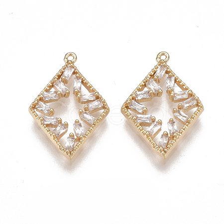 Brass Cubic Zirconia Pendants KK-T038-369G-1