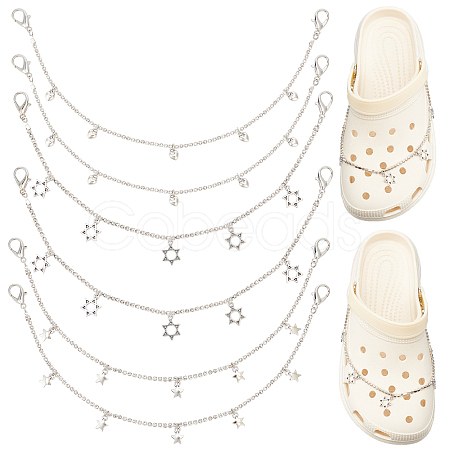 CRASPIRE 6Pcs 3 Style Alloy Rhinestone Shoe Chains FIND-CP0001-38-1