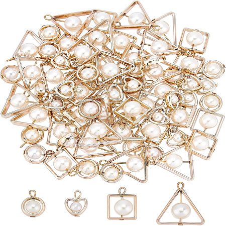 CHGCRAFT 80Pcs 4 Style ABS Plastic Imitation Pearl Pendants PACR-CA0001-11-1