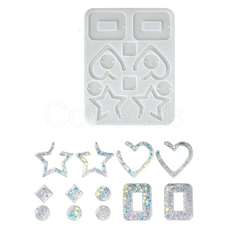 DIY Heart/Star/Rectangle Pendant Silicone Molds DIY-YW0008-03-1