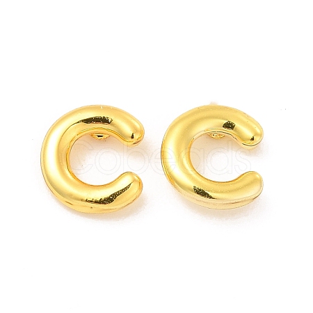 Brass Hollow Out Initial Letter Stud Earrings for Women EJEW-A044-01G-C-1