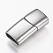 Tarnish Resistant 304 Stainless Steel Magnetic Clasps with Glue-in Ends, Rectangle, Stainless Steel Color, 29x14x8mm, Hole: 6x12mm