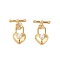 Brass Toggle Clasps, with Plastic, Lock Heart, Real 18K Gold Plated, 13.5x8.5x6.5mm, bar: 4x11x2.5mm