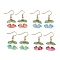 4Pairs 4 Styles Glass & Acrylic Pendant Decorations, with Brass Earring Hooks, Flower, Golden, Dangle Earrings, Mixed Color, 35x20mm, 1pair/style