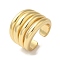 Rack Plating Brass Grooved Open Cuff Rings, Wide Band Ring for Women, Cadmium Free & Lead Free, Long-Lasting Plated, Real 18K Gold Plated, 18.3mm