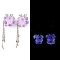 Handmade Luminous Polymer Clay Rhinestone Beads, Resin Fishtail & Acrylic Rose & Alloy Chain, Glow in the Dark, Crown, Medium Purple, 58~66mm