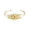 Brass Round Beaded Open Cuff Bangle, Triple Line Bangle for Women, Golden, Inner Diameter: 2-3/8 inch(6cm)