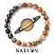 Planet Theme Jewelry Gift, Mixed Gemstone Round Beaded Stretch Bracelets, Saturn, 7-1/2 inch(19cm)